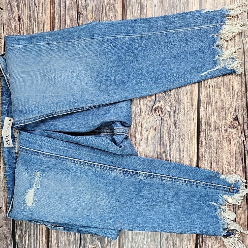 NEW ZARA PREMIUM DENIM COLLECTION DISTRESSED MID-RISE SKINNY ANKLE JEANS - Picture 3 of 10